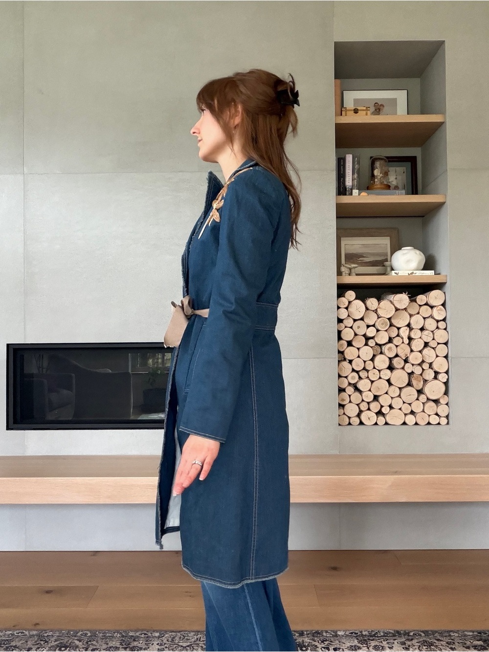 Vintage cotton denim longline jacket xs to small - Picture 5 of 15